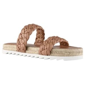 Marc Fisher Jaime Braided Flat Espadrille Slip On Sandal Size 9 Natural Macaroon